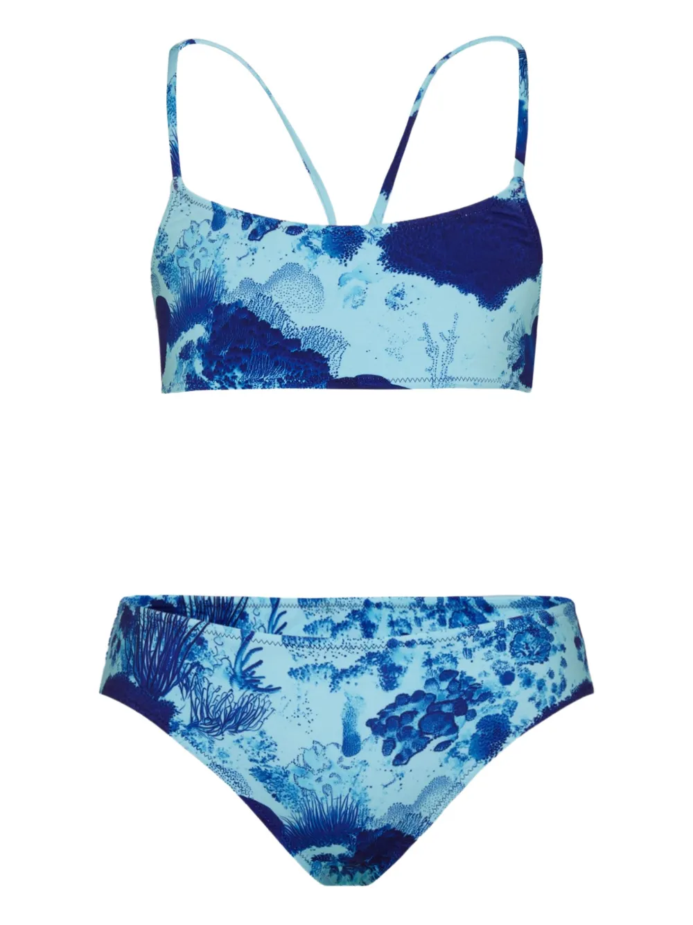 Vilebrequin Kids Galac ocean-print bandeau bikini - Blu