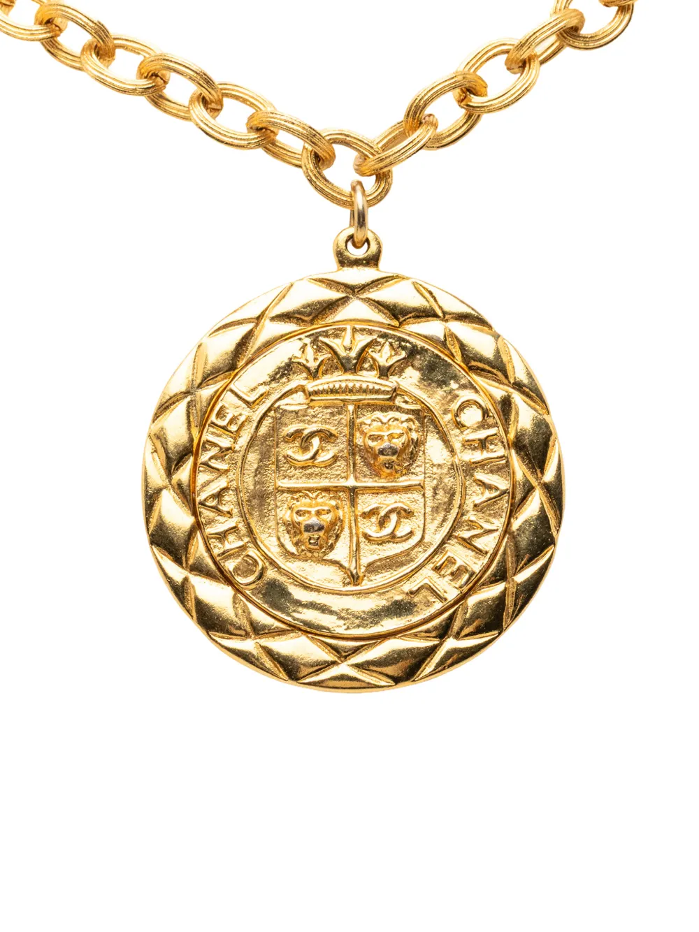 CHANEL Pre-Owned 1970-1980 Gold Plated Medallion Lion Crest Necklace costume necklace - Oro