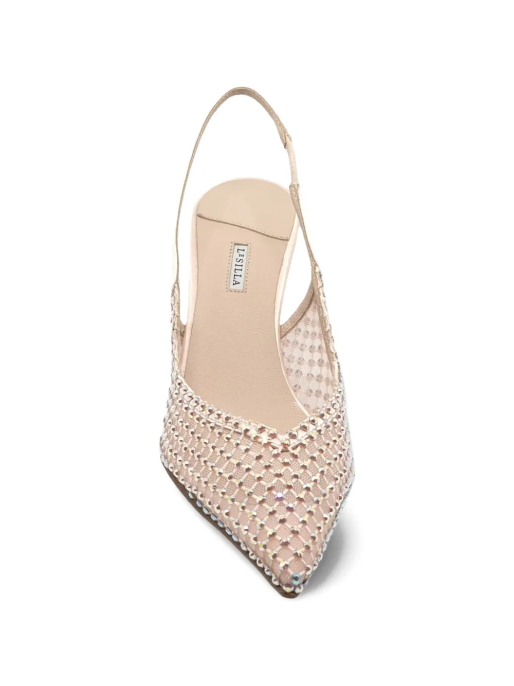 Le Silla Gilda crystal-embellished slingback pumps Beige