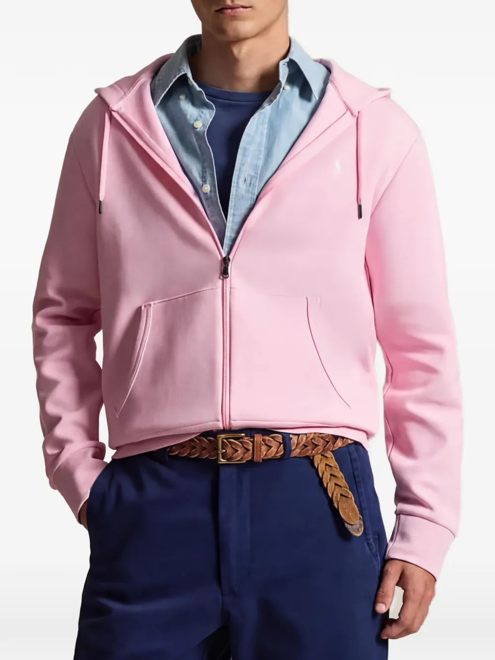 Polo Ralph Lauren logo-embroidered zip-up Hoodie | Pink | FARFETCH ZA
