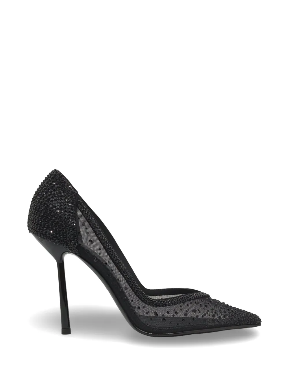 Le Silla Crystal-embellished Mesh Heeled Pumps In Black