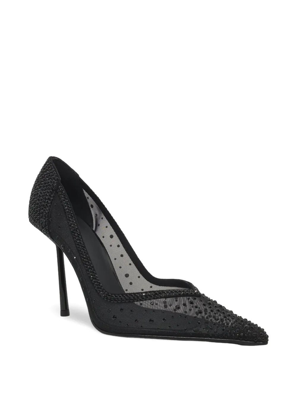 Le Silla crystal-embellished mesh heeled pumps Zwart