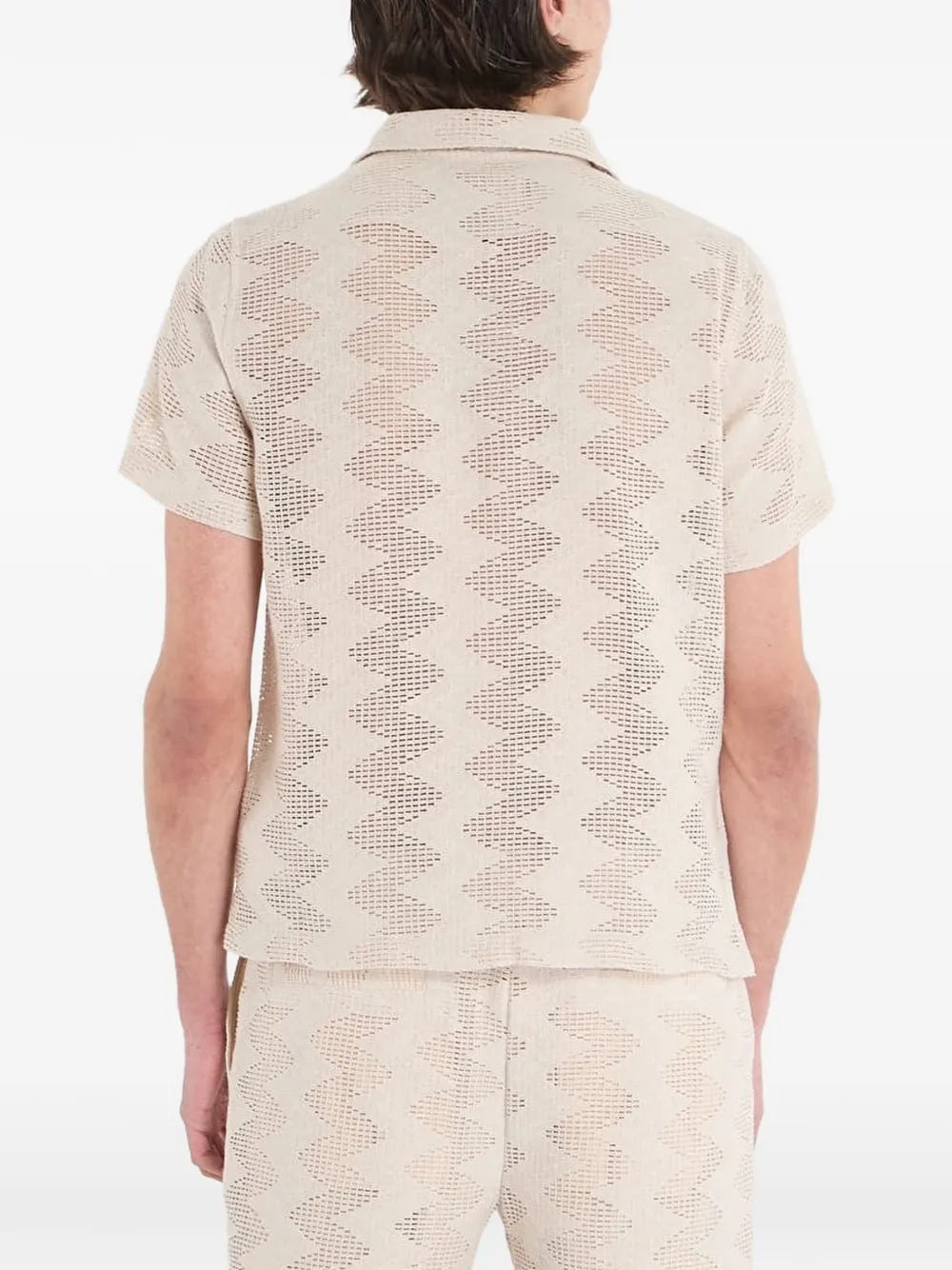GUESS USA Gebreid overhemd met chevron-streep Beige