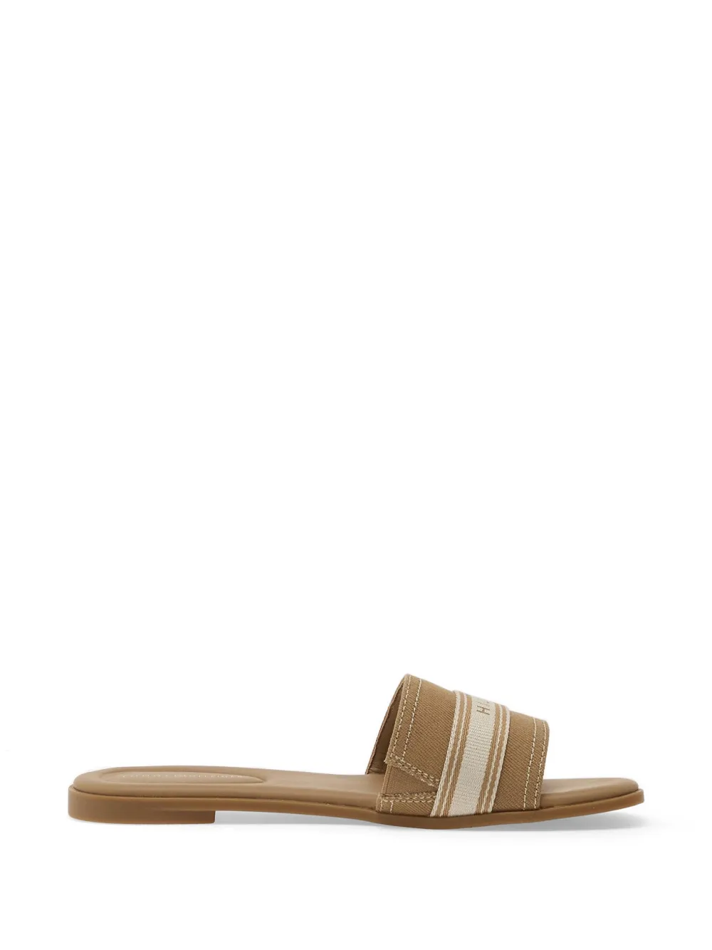 Tommy Hilfiger Logo-embroidered Canvas Sandals In Neutral