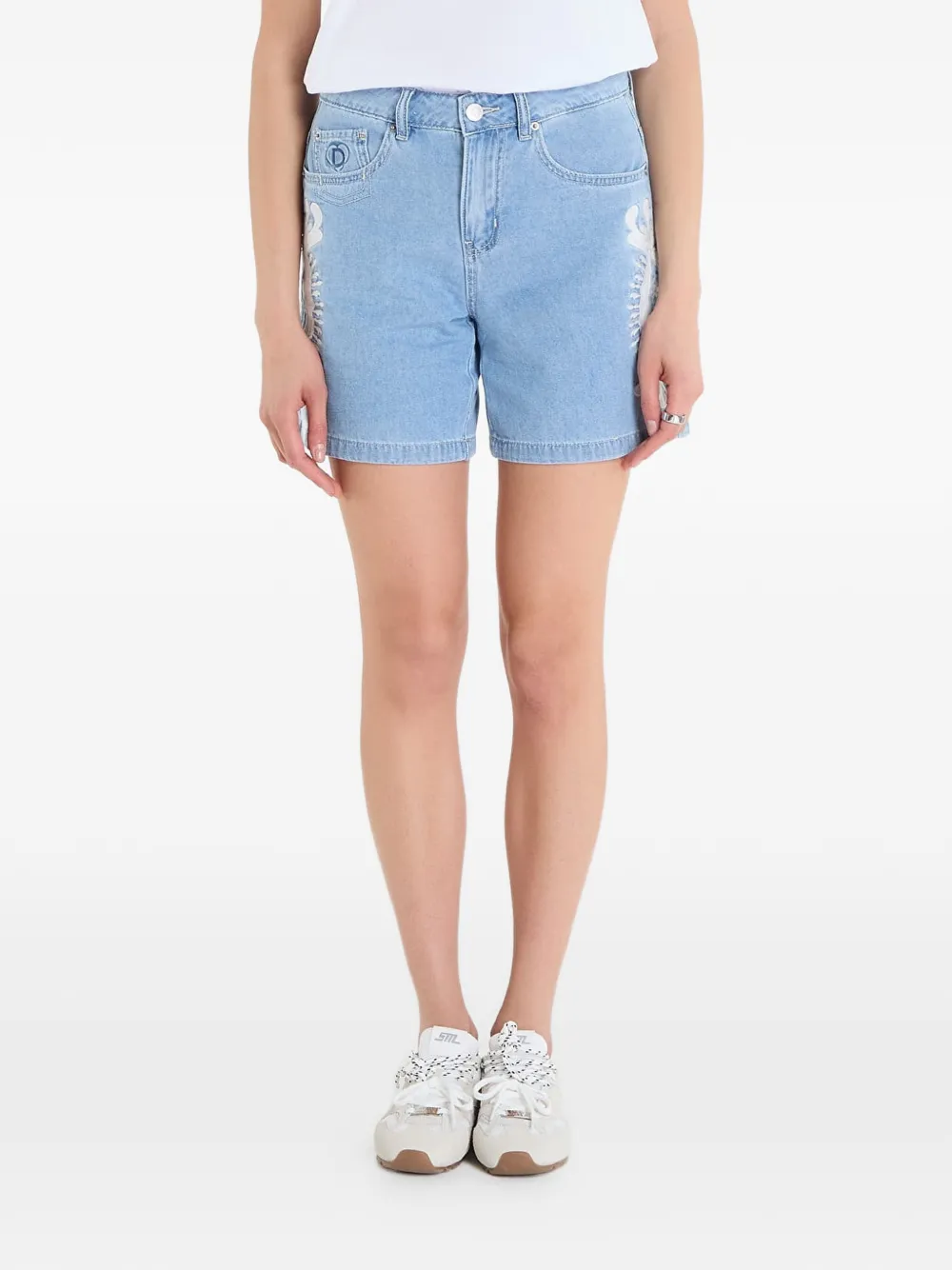 Desigual embroidered denim shorts - Blu