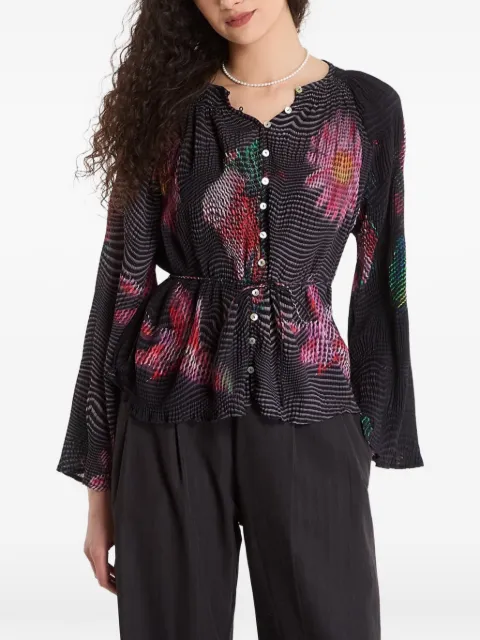 Desigual floral-print plissé blouse