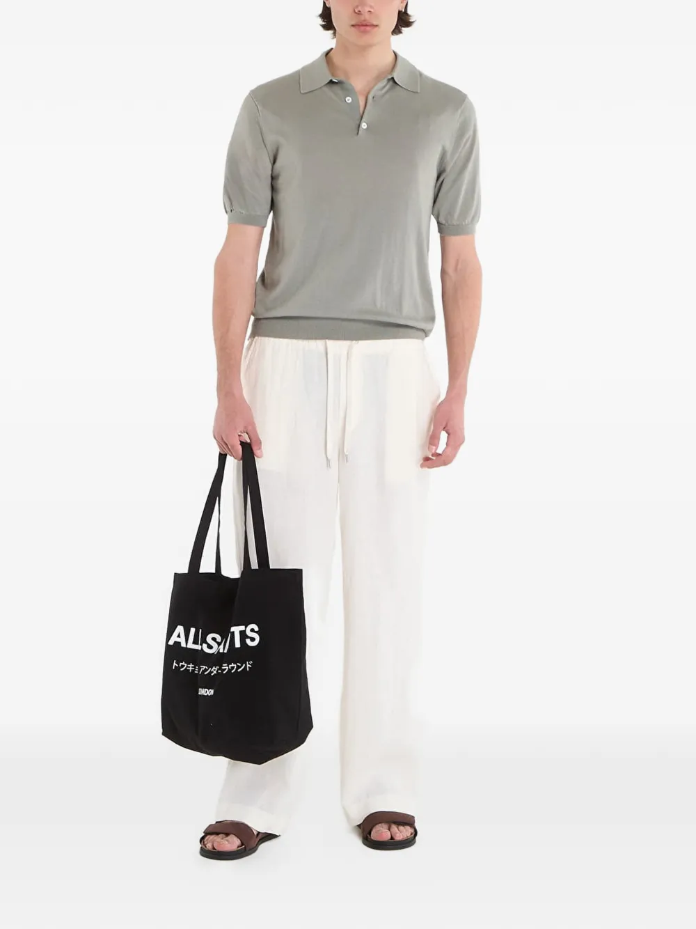 AllSaints Broek met trekkoordtaille Beige