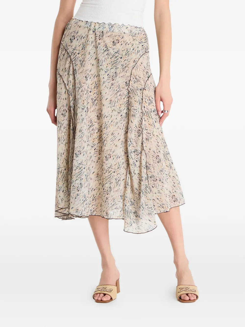 Desigual abstract-print panelled skirt - Bianco