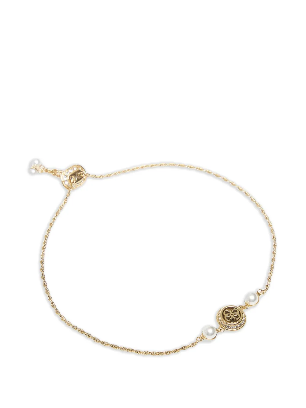 GUESS USA faux-pearl logo-plaque bracelet