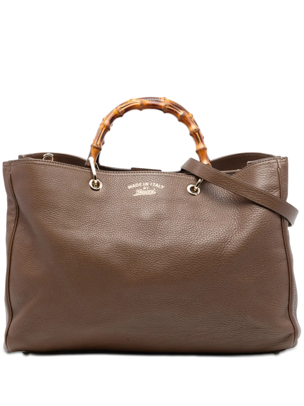 Gucci Pre-Owned 2016-2025 Large Calfskin Bamboo Shopper satchel - Marrone