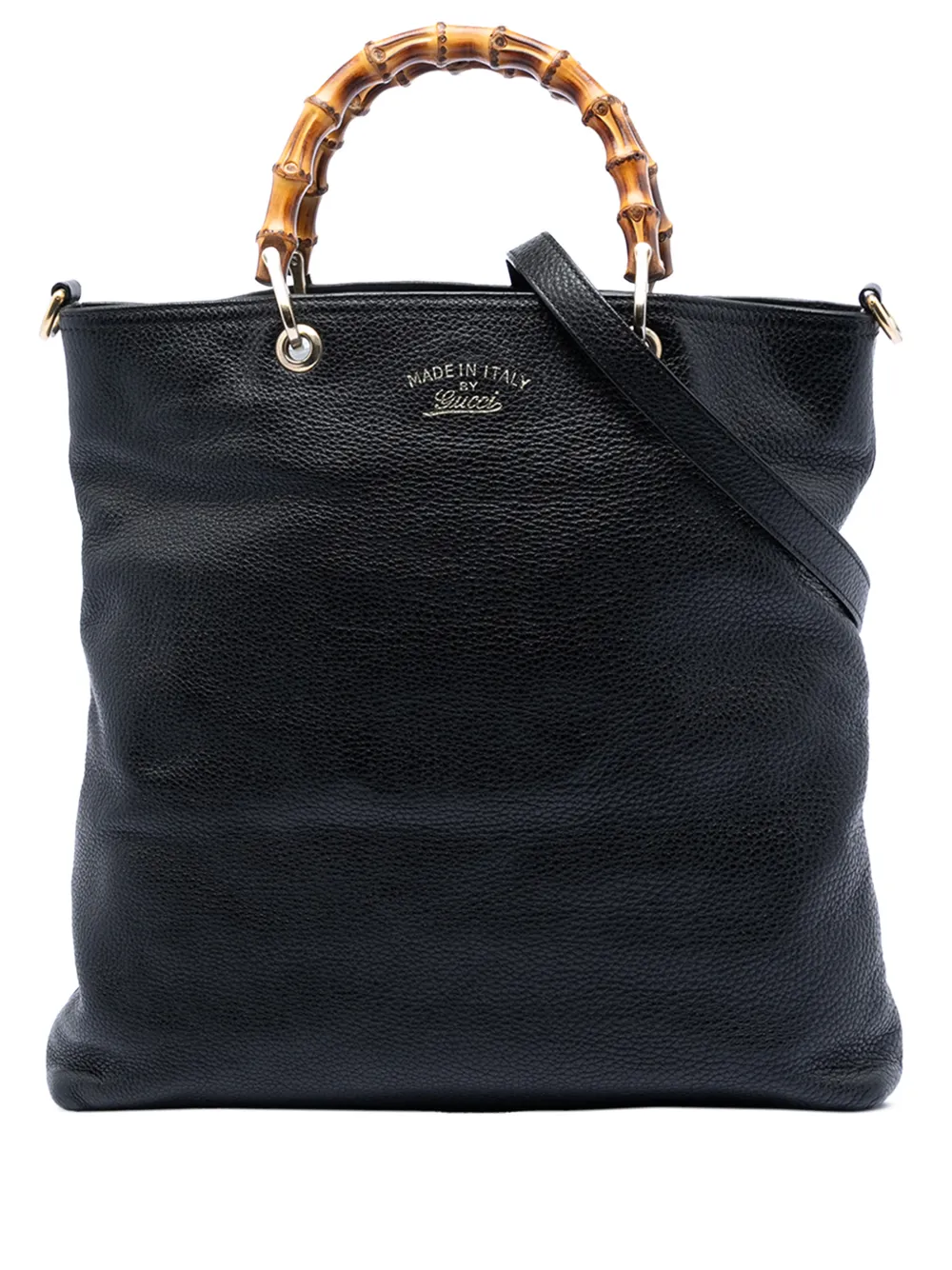 Gucci Pre-Owned 2016-2026 Tall Leather Bamboo Shopper Tote satchel - Nero