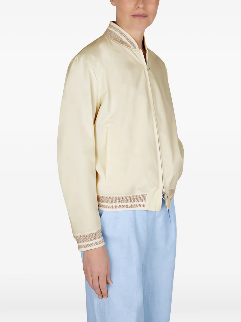Paul & Shark Typhoon Platinum bomberjack met gestreepte afwerking Beige