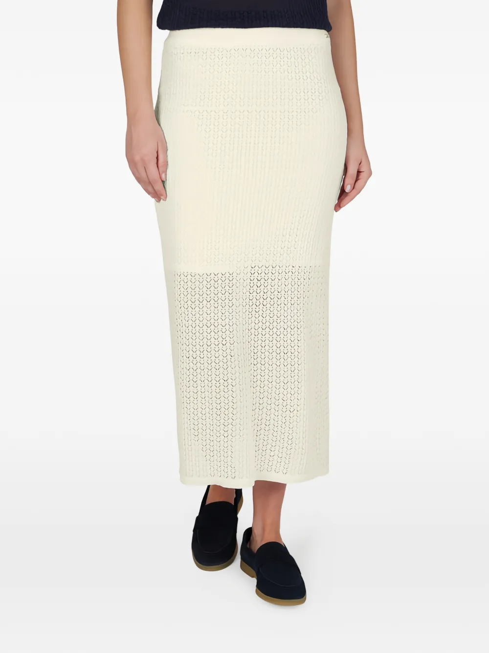 Paul & Shark Opengebreide linnen midi-rok Beige