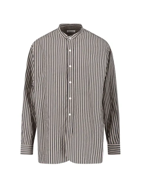 Kaptain Sunshine Bumpy striped band-collar shirt