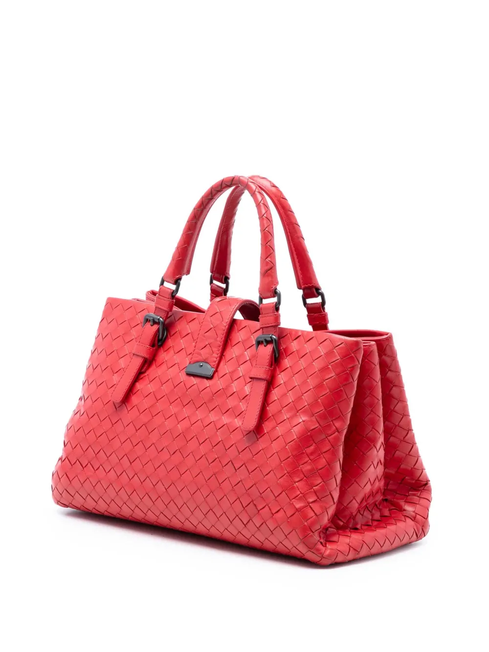  Bottega Veneta Pre-owned Borsa A Tracolla Roma Piccola In Nappa Con Motivo Intrecciato 2012-2026 - Rosso 