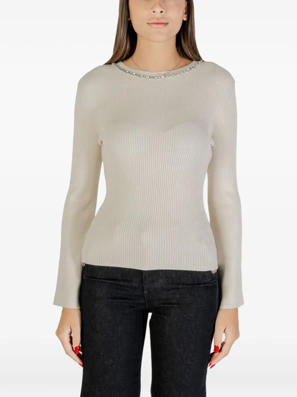 Only Long Sleeves Ribbed Sweater In Multi