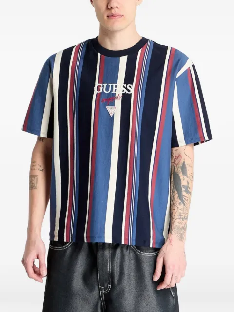 GUESS USA Originals Go striped logo-embroidered t-shirt