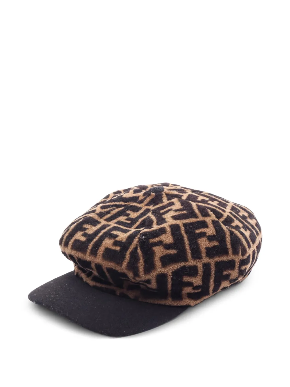 Fendi Pre-Owned Zucca casquette hat fur wool Brown Dark brown black - Toni neutri