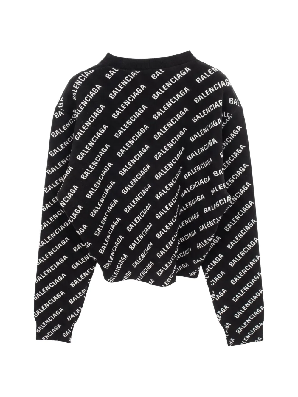 Pre-owned Balenciaga Logo-pattern Crew-neck Sweater In Black