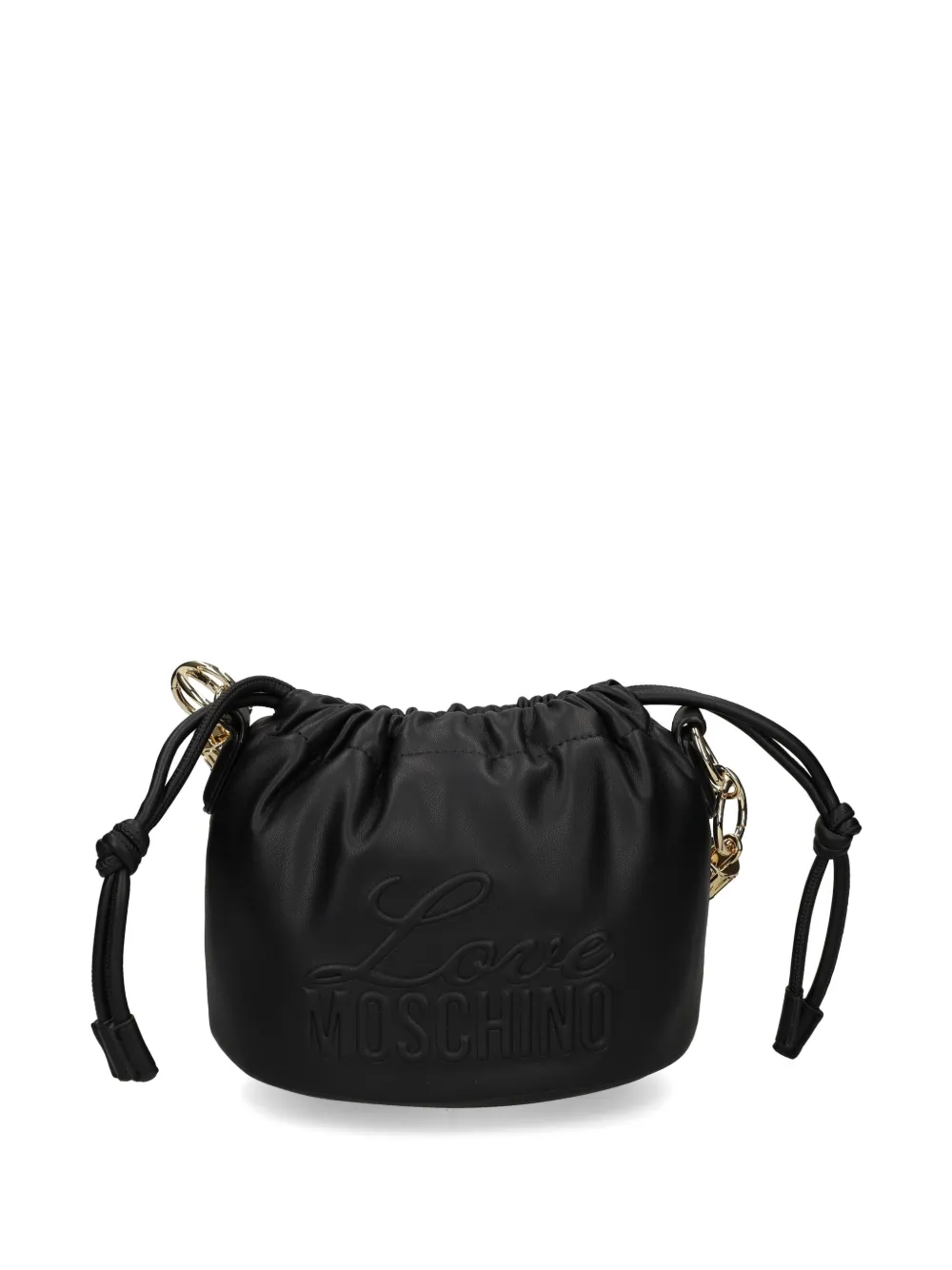 Love Moschino Schoudertas met gevlochten handgreep en logo-reliëf Zwart
