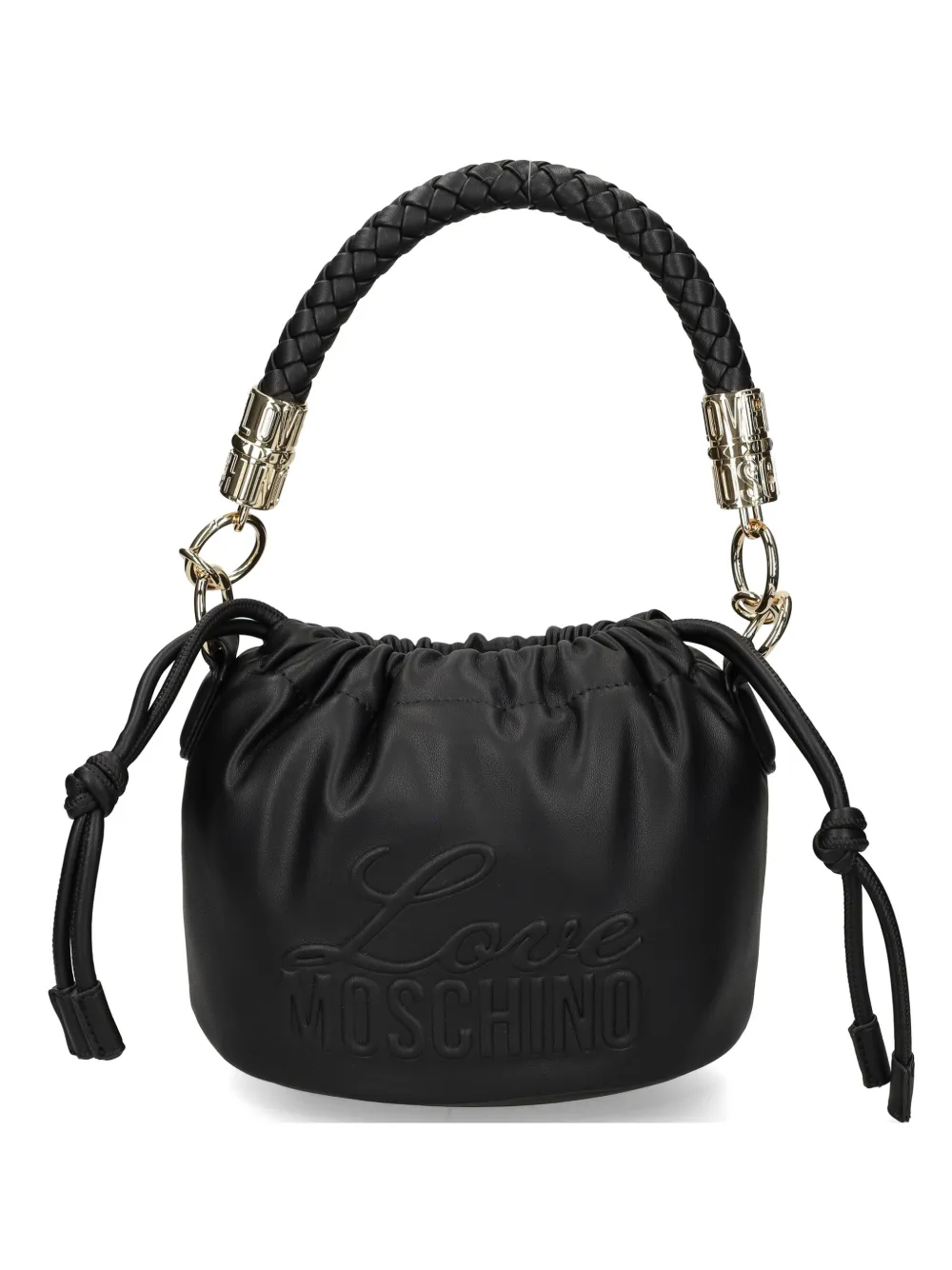 Love Moschino braided-handle logo-embossed shoulder bag - Nero