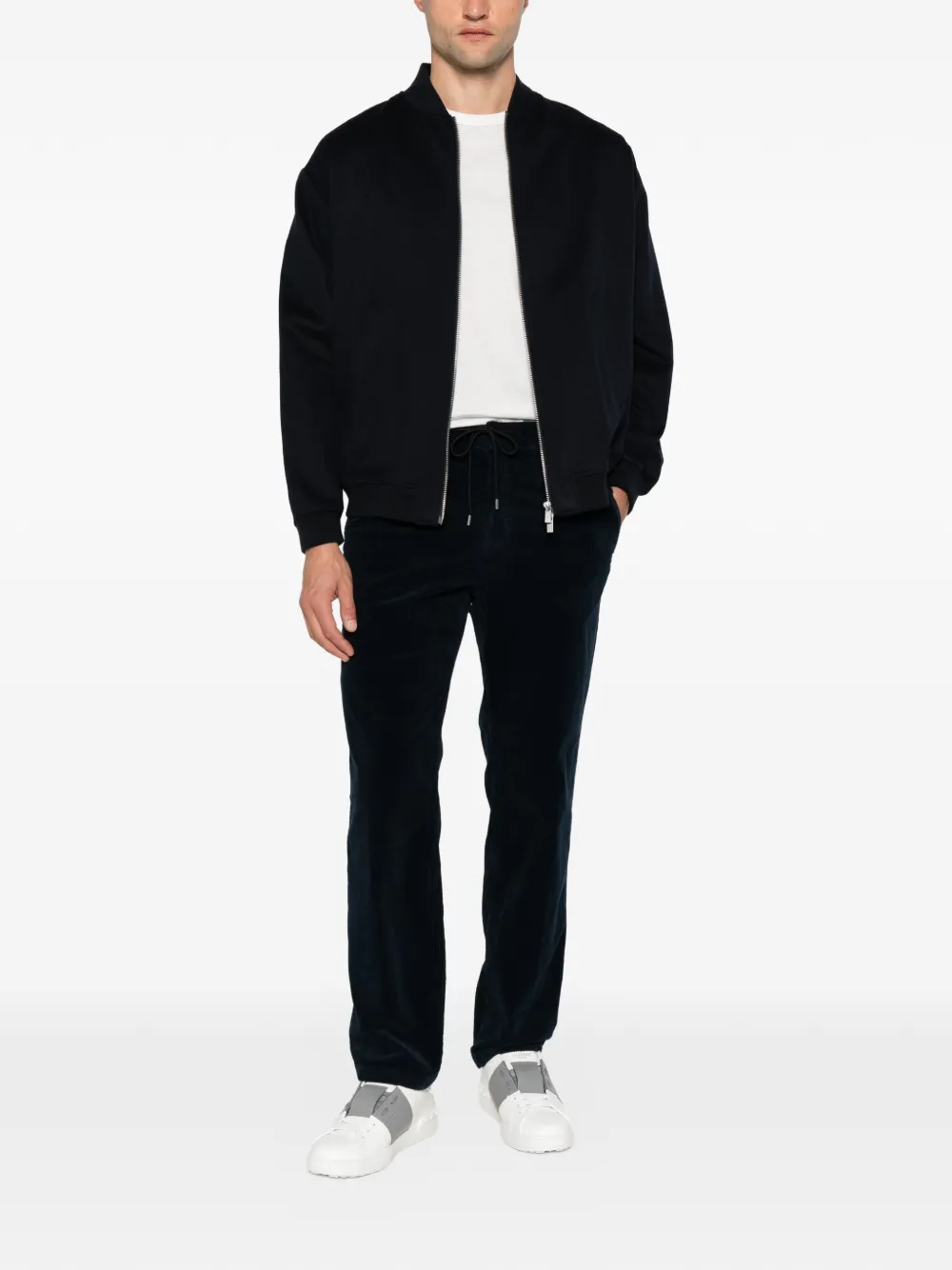 Karl Lagerfeld corduroy drawstring-waist trousers Blauw