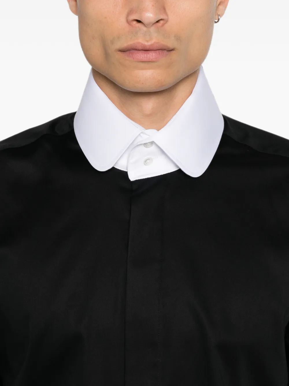 Karl Lagerfeld Overhemd met contrasterende kraag en verborgen sluiting Zwart