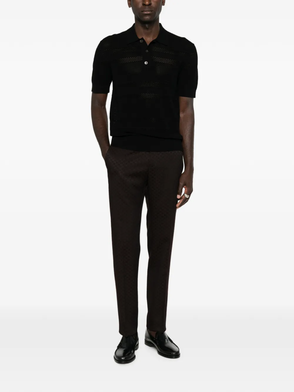 Karl Lagerfeld Road pantalon met monogram-patroon Bruin