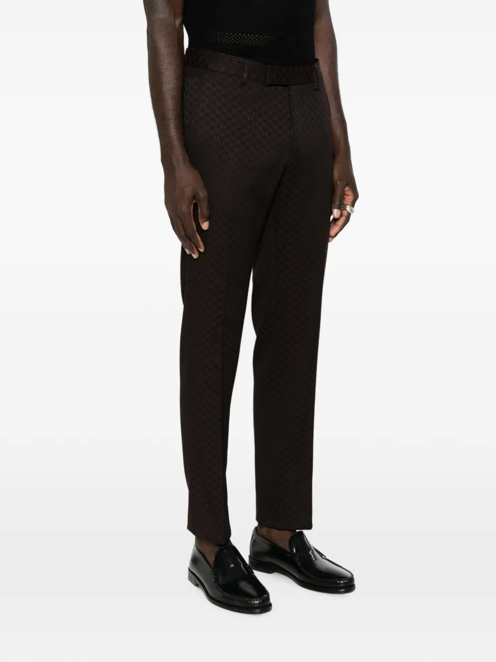 Karl Lagerfeld Road pantalon met monogram-patroon Bruin