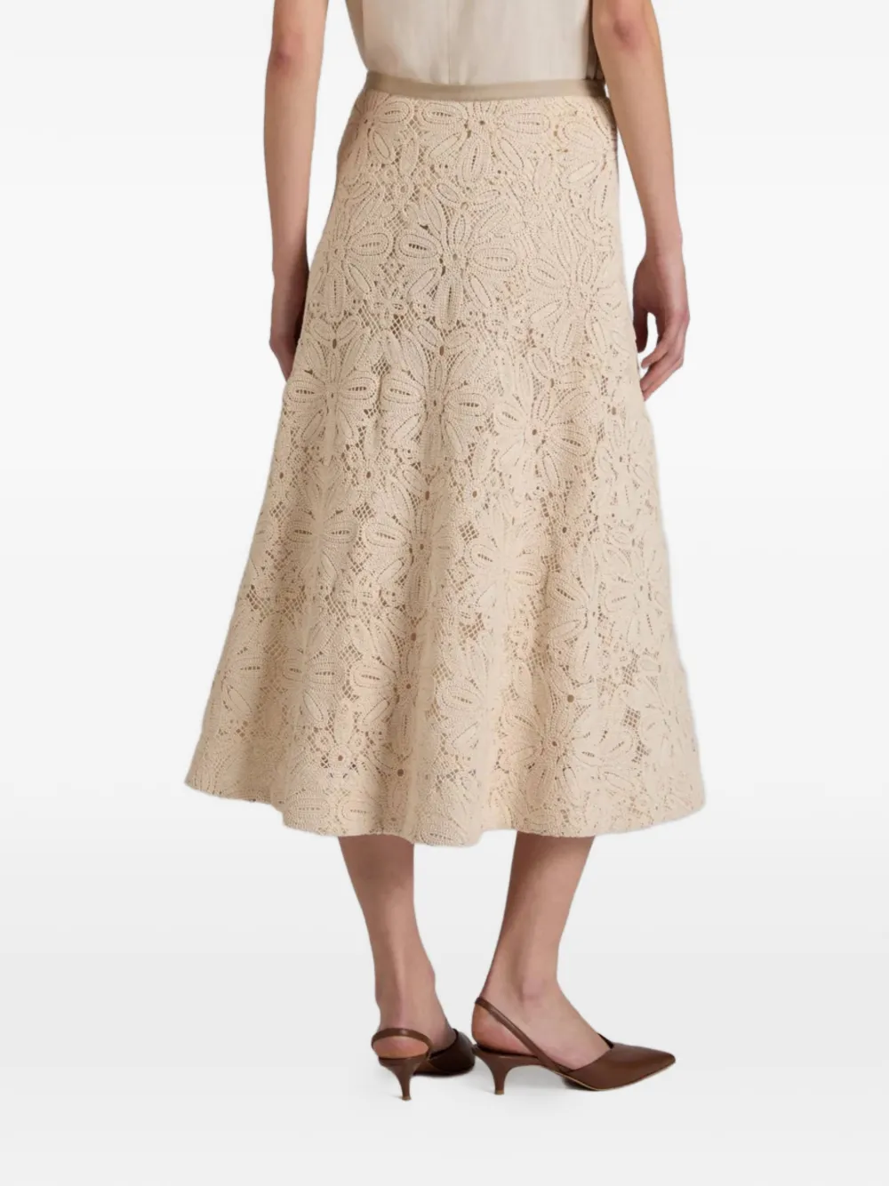 Incotex Rok met bloemenkant Beige