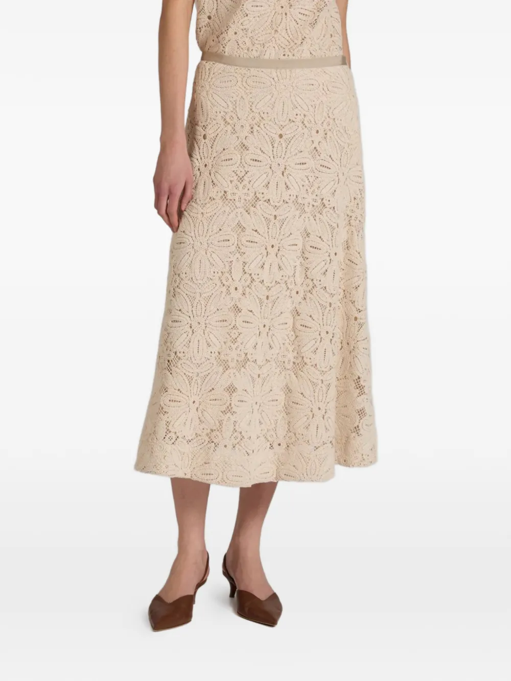 Incotex Rok met bloemenkant Beige