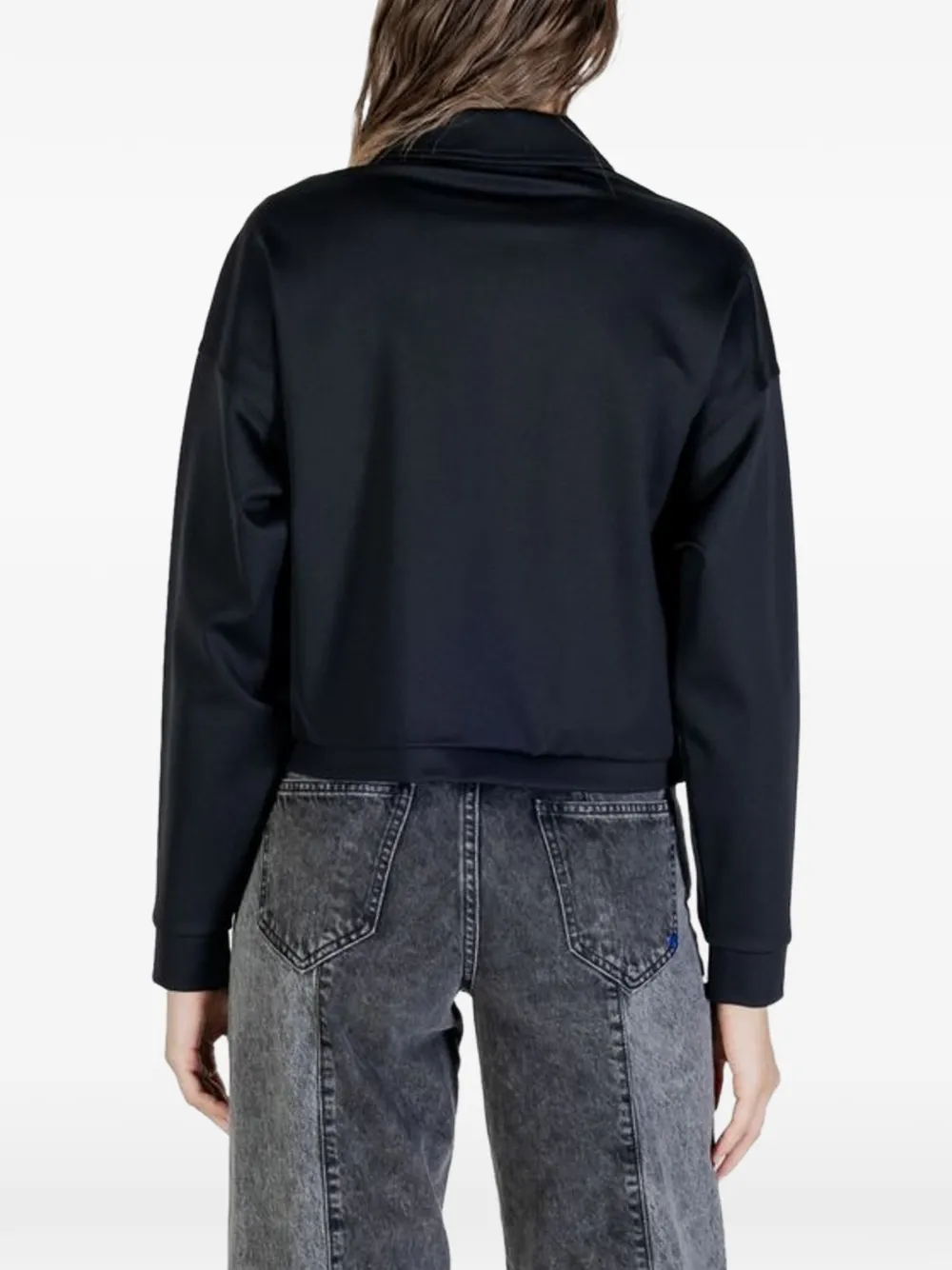 GUESS USA Sweater met rits en logo-print Zwart