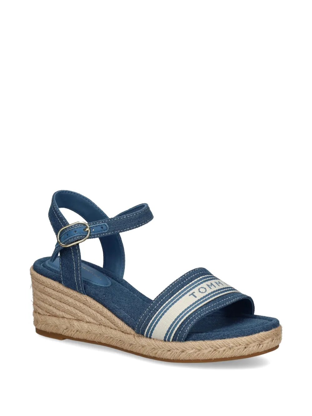 Tommy Hilfiger logo-tape wedge espadrilles Blauw