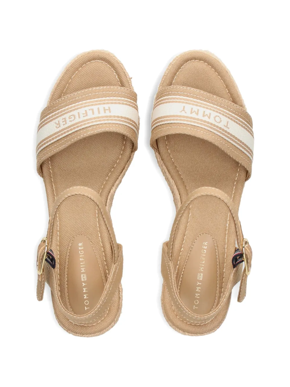 Tommy Hilfiger logo-strap wedge espadrilles Beige