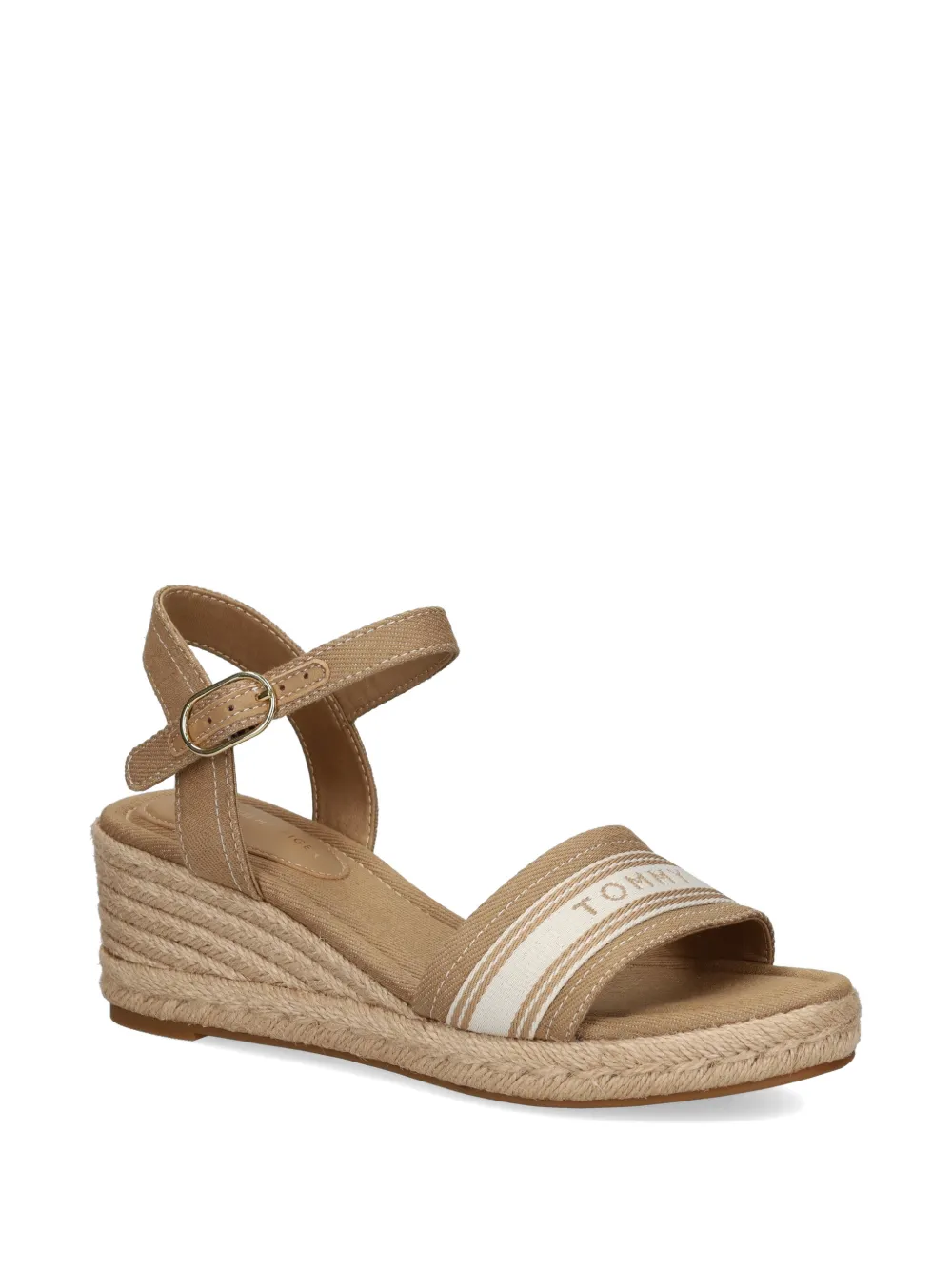 Tommy Hilfiger logo-strap wedge espadrilles Beige
