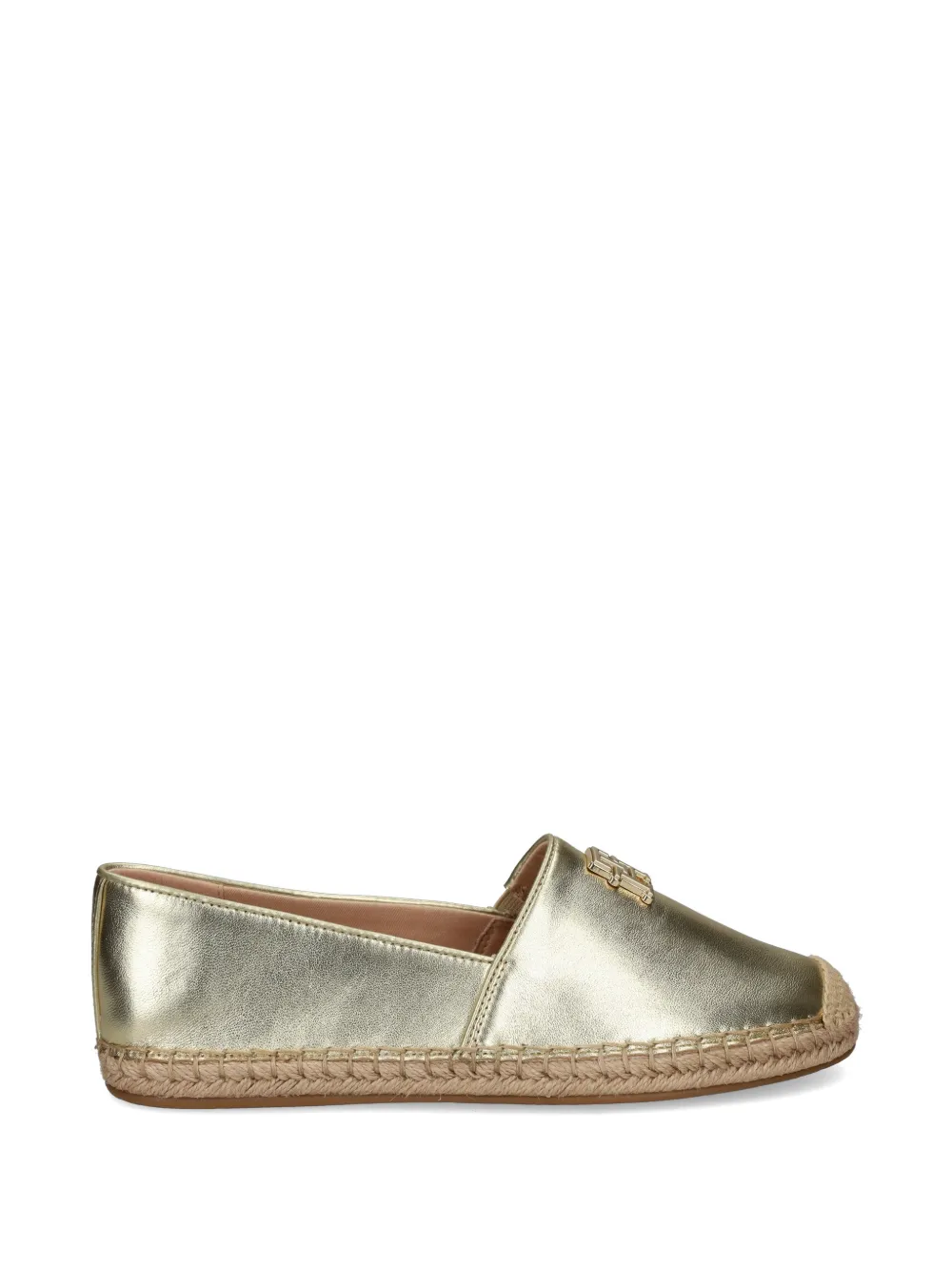 Tommy Hilfiger TH-monogram-plaque metallic espadrilles Goud