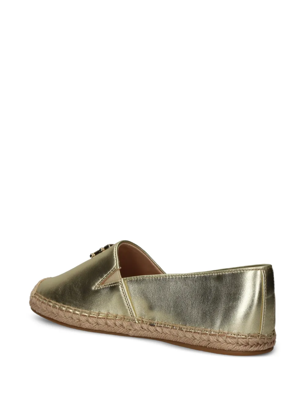 Tommy Hilfiger TH-monogram-plaque metallic espadrilles Goud