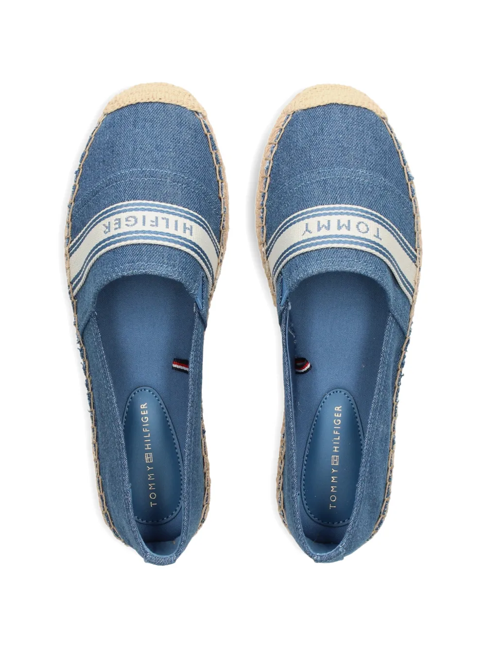 Tommy Hilfiger logo-tape denim espadrilles Blauw