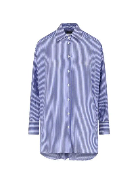 Kiton striped embroidered-logo shirt