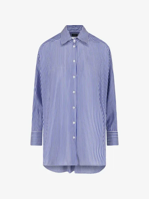 Kiton striped embroidered-logo shirt