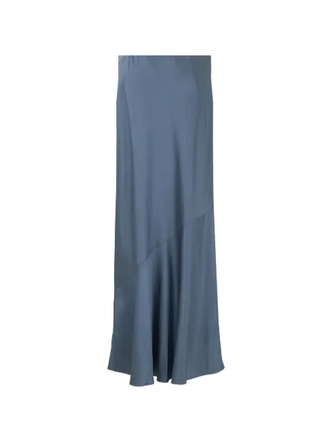 Vince satin-finish asymmetric-seam skirt