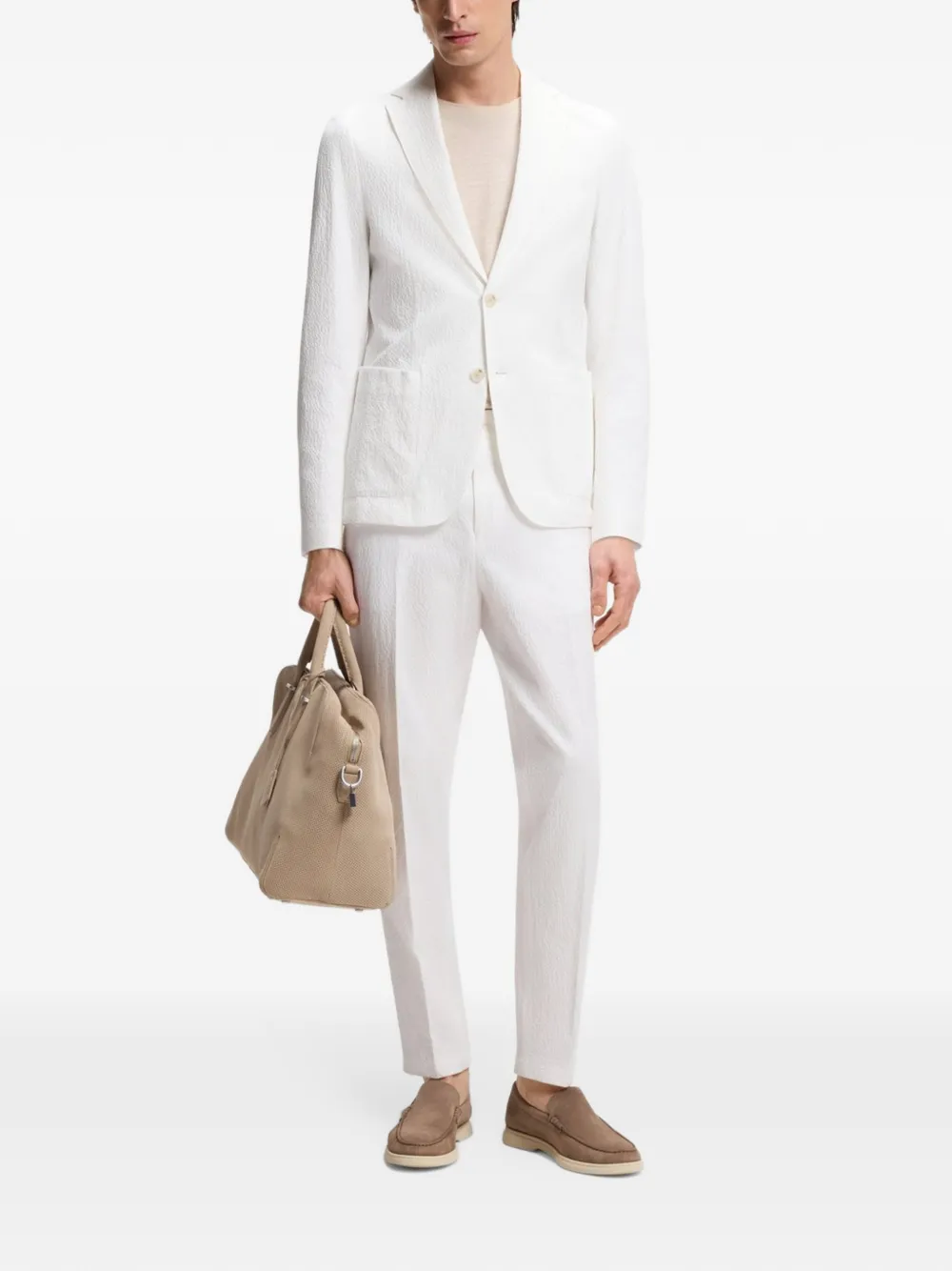 BOSS Blazer met enkele rij knopen Wit