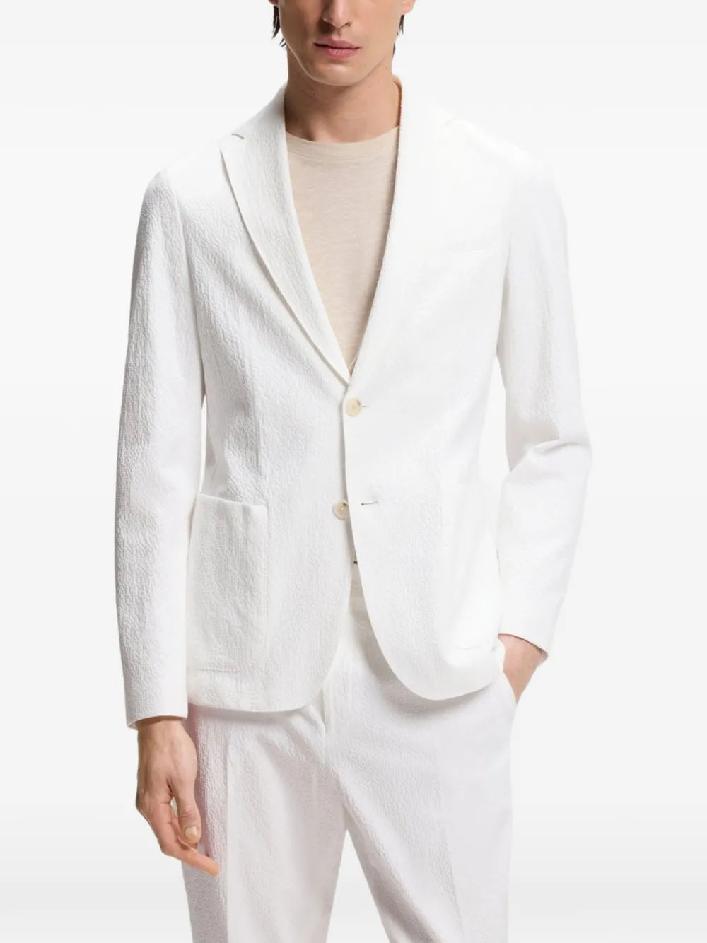 BOSS Blazer met enkele rij knopen Wit
