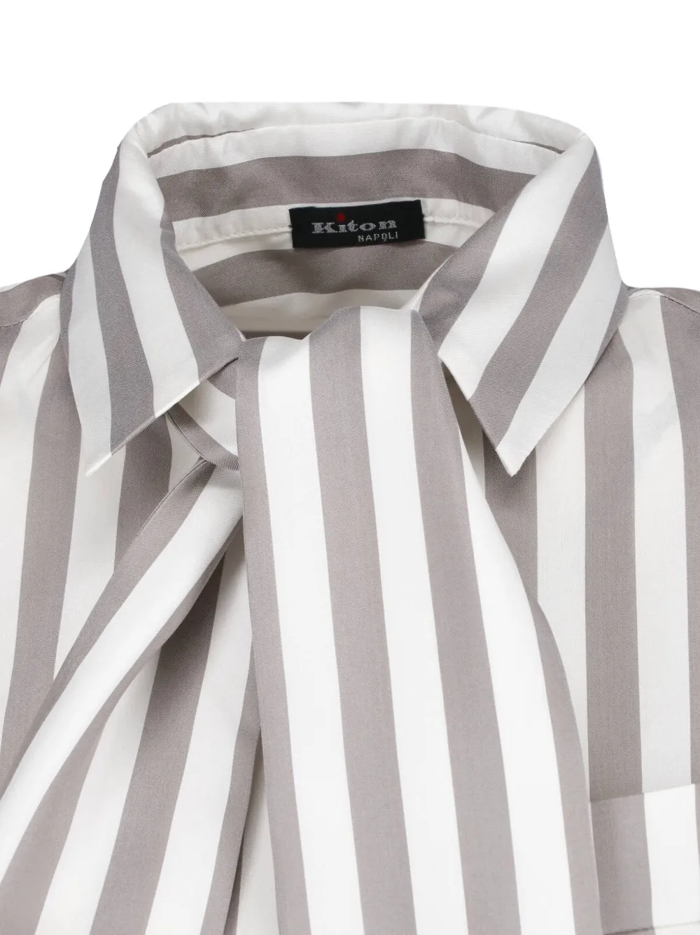 Kiton Gestreepte blouse met strik Beige