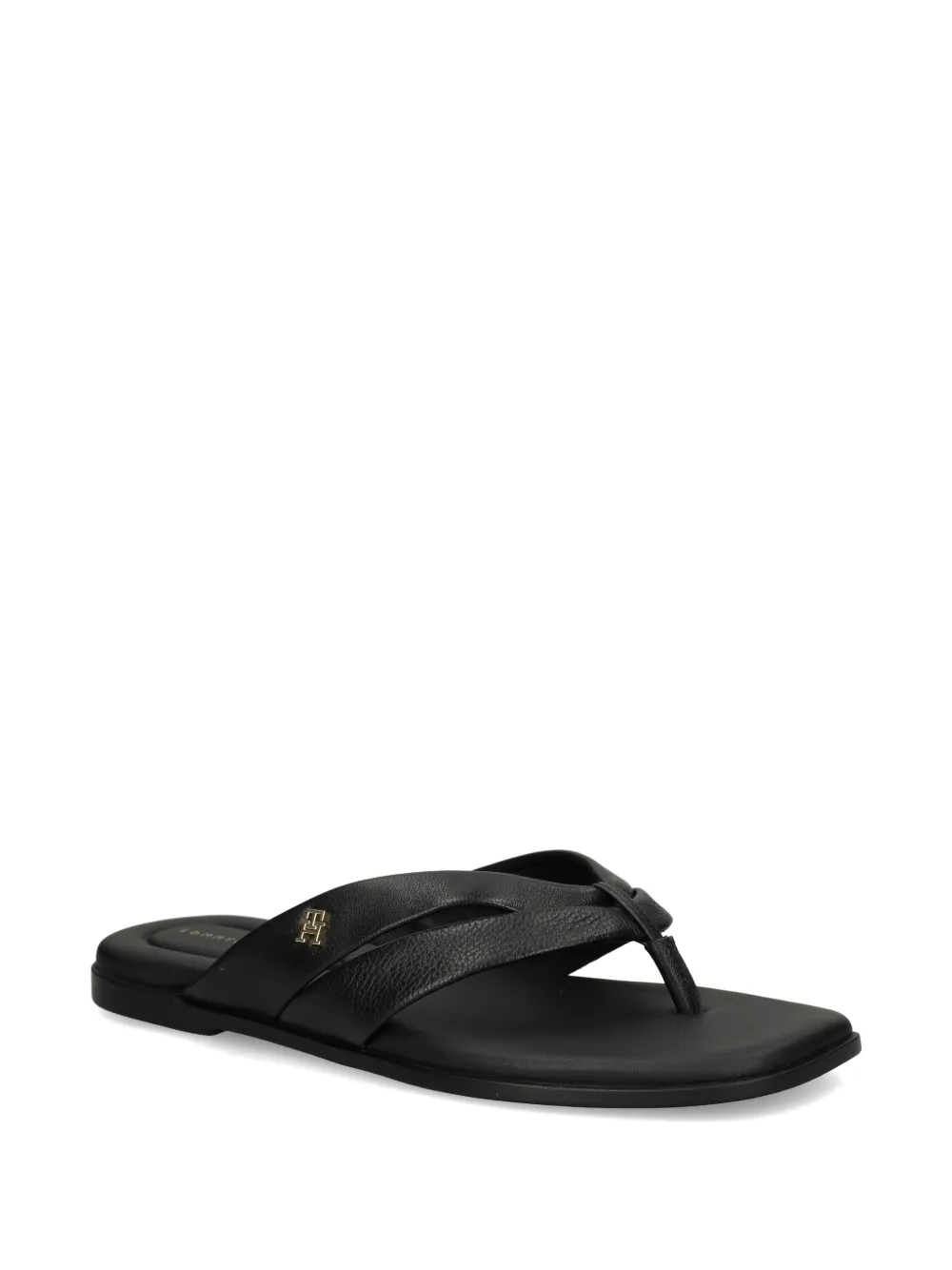 Tommy Hilfiger monogram-plaque leather sandals Zwart