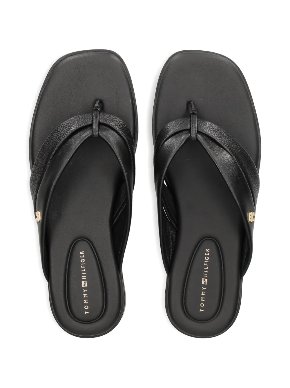 Tommy Hilfiger monogram-plaque leather sandals Zwart