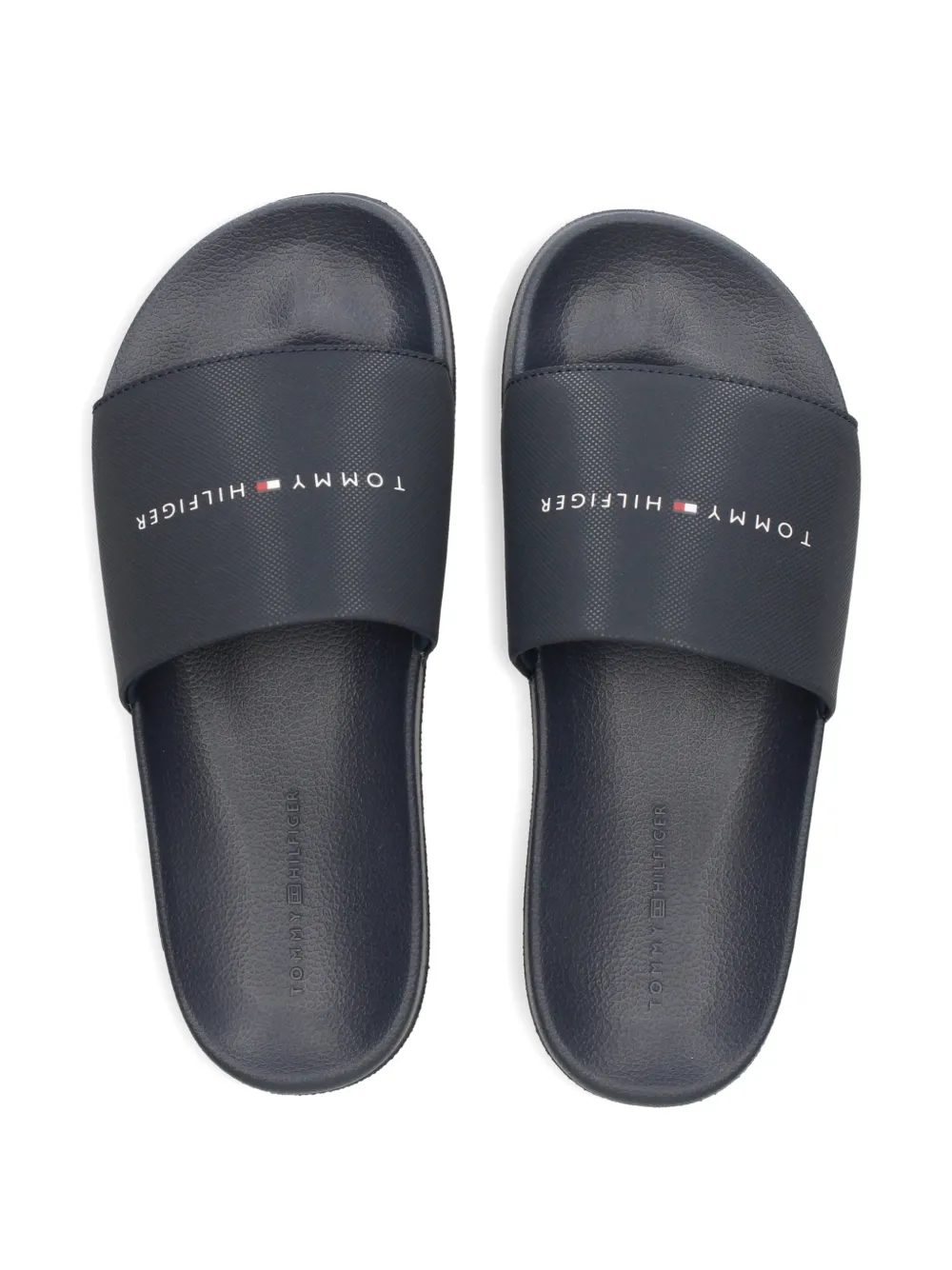 Tommy Hilfiger logo-detail textured slides Zwart