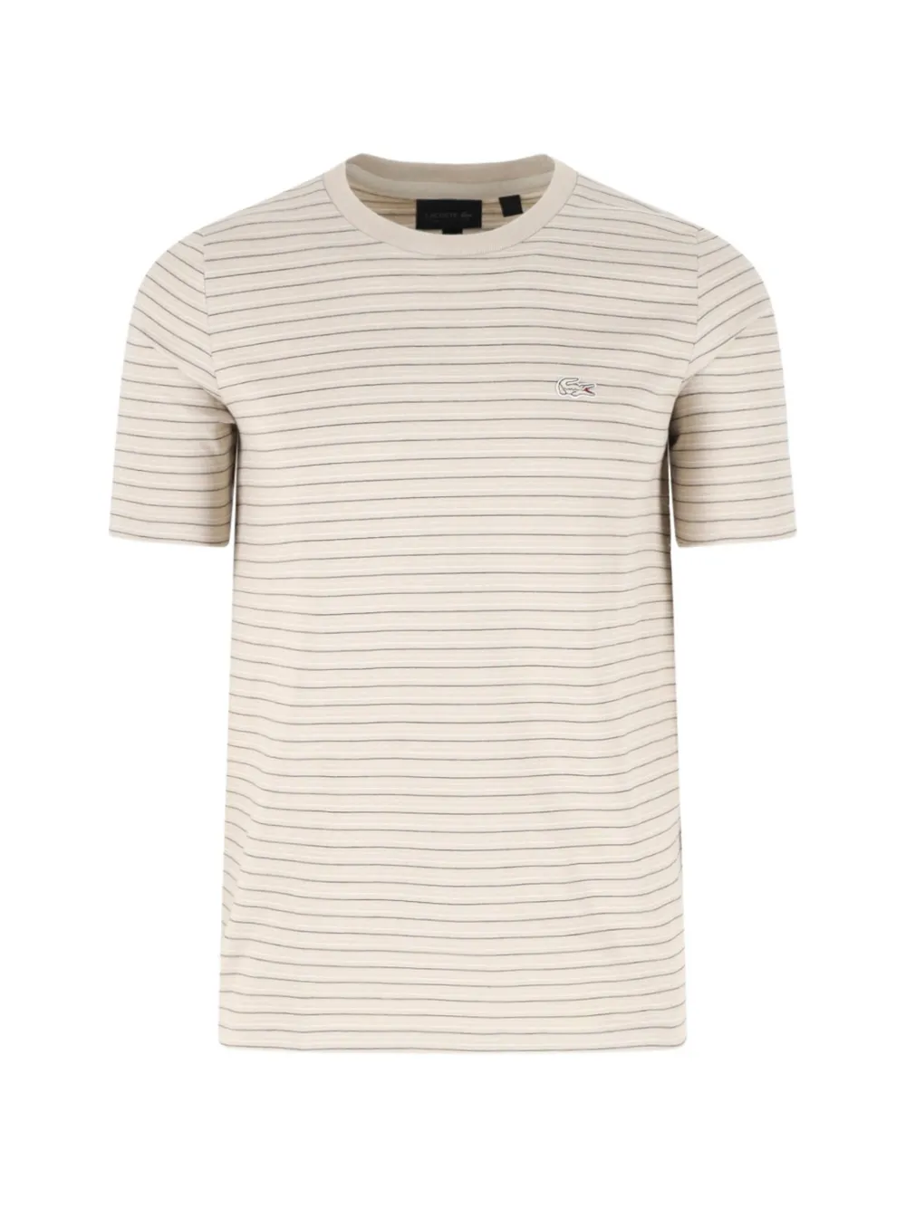 Lacoste striped logo-patch T-shirt - Toni neutri