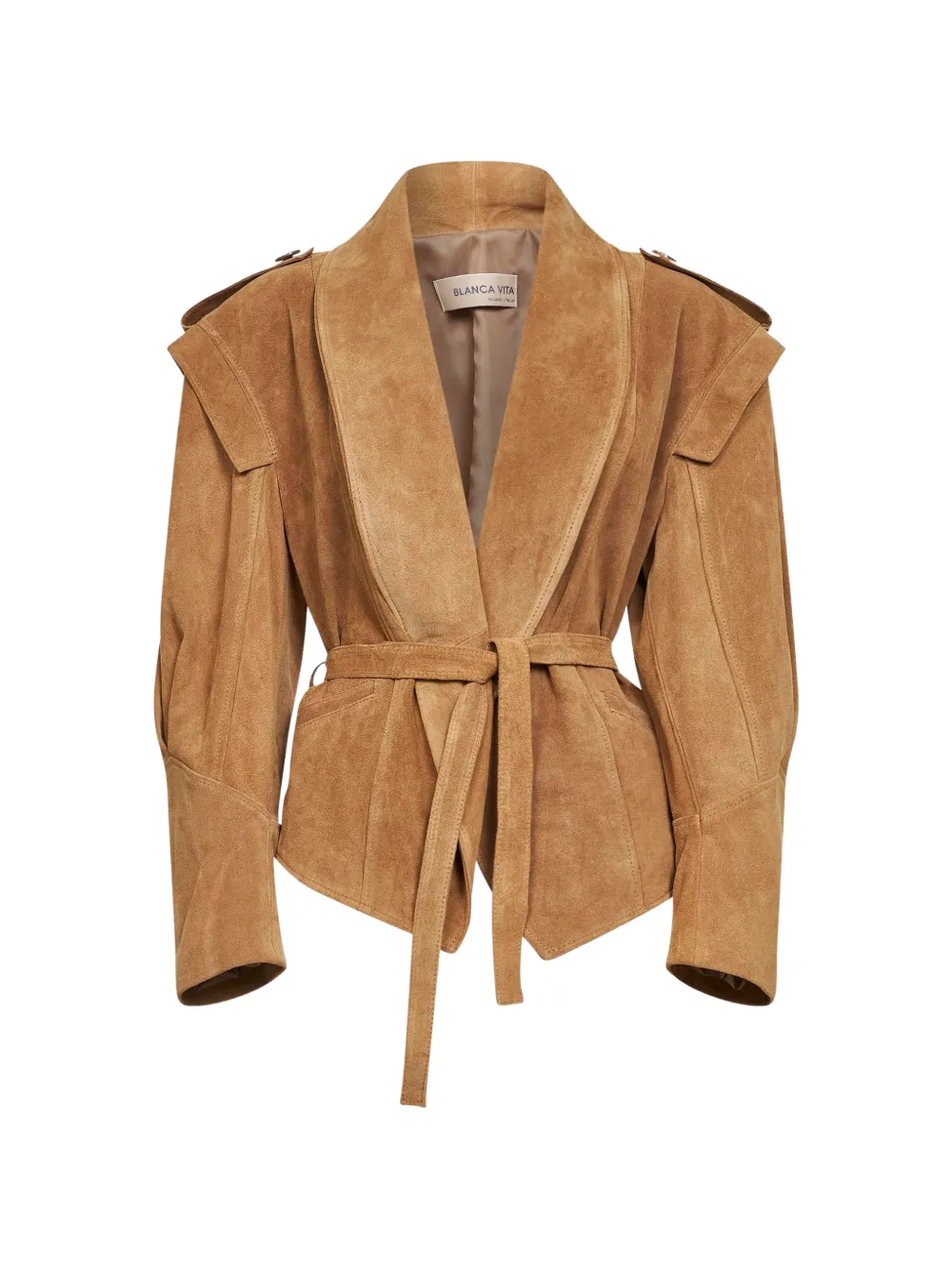 Blanca Vita belted leather jacket - Toni neutri