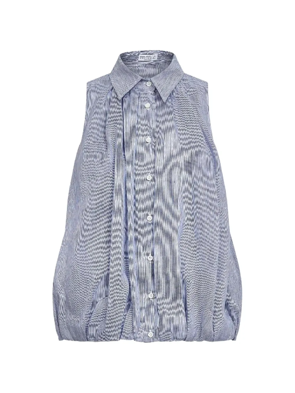 Brunello Cucinelli striped pleated shirt - Blu